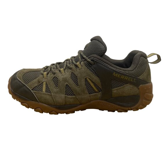 Merrell Men’s Olive/Moss Mesh & Suede Performance Outdoor Hiking Shoes Size 10.5 - Picture 7 of 9
